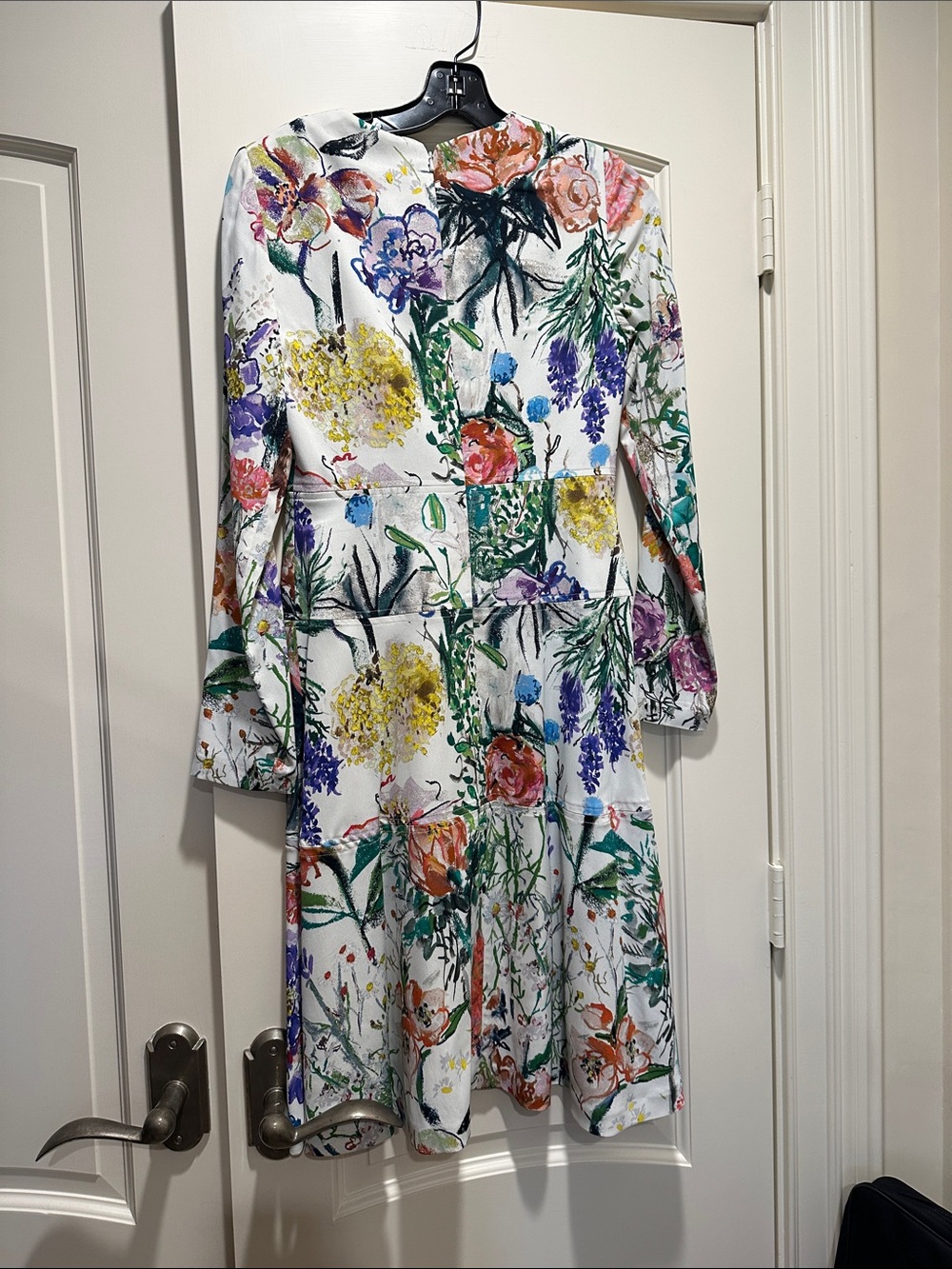 Floral Print Long Sleeve Midi Dress - White Multi - Picture 2 of 4